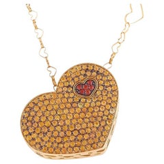 Nanis Halskette mit Herzanhänger, 18 Karat Gelbgold 5,03 Karat Saphir