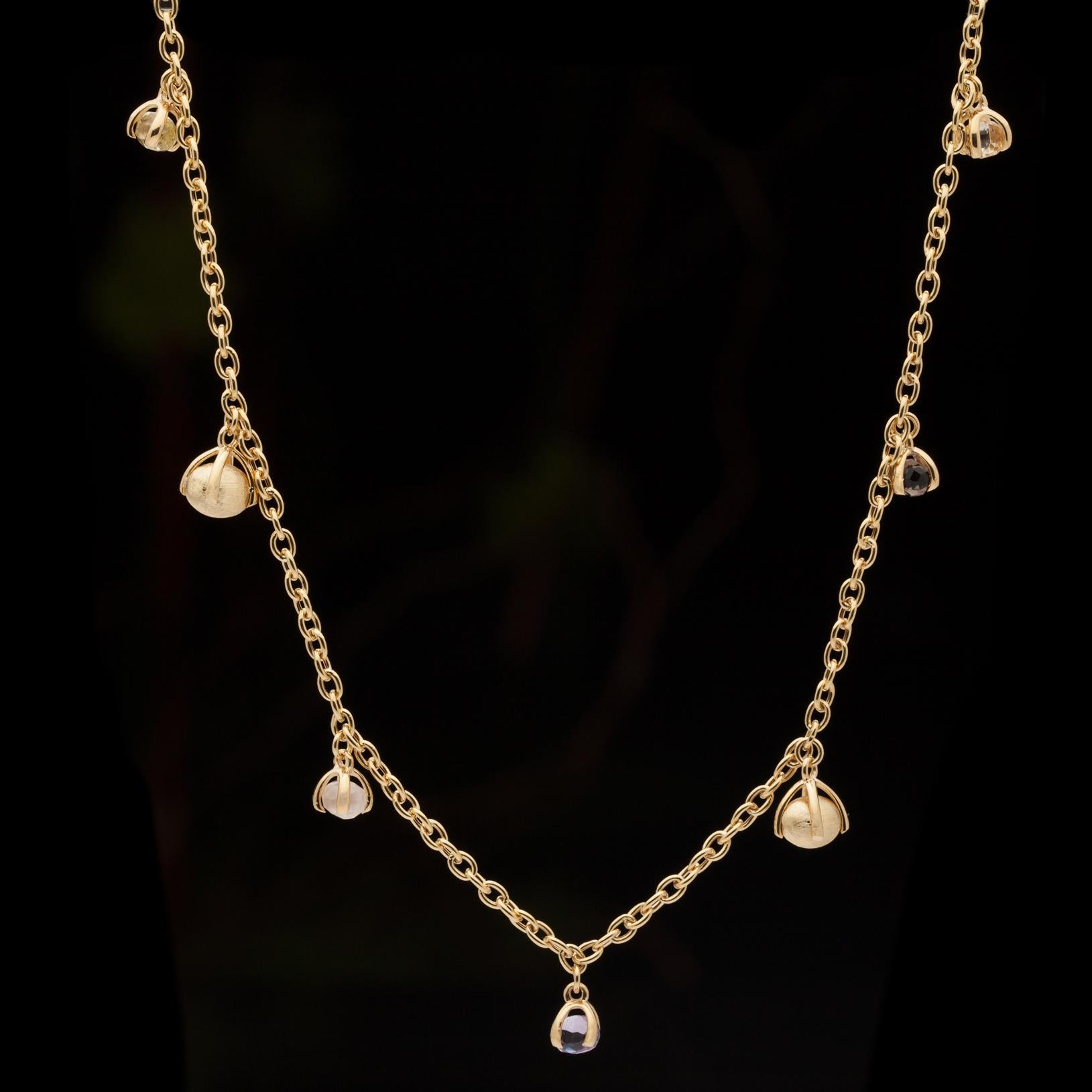 Contemporary Nanis Bonbon Multi Gemstone 18 Karat Yellow Gold Necklace