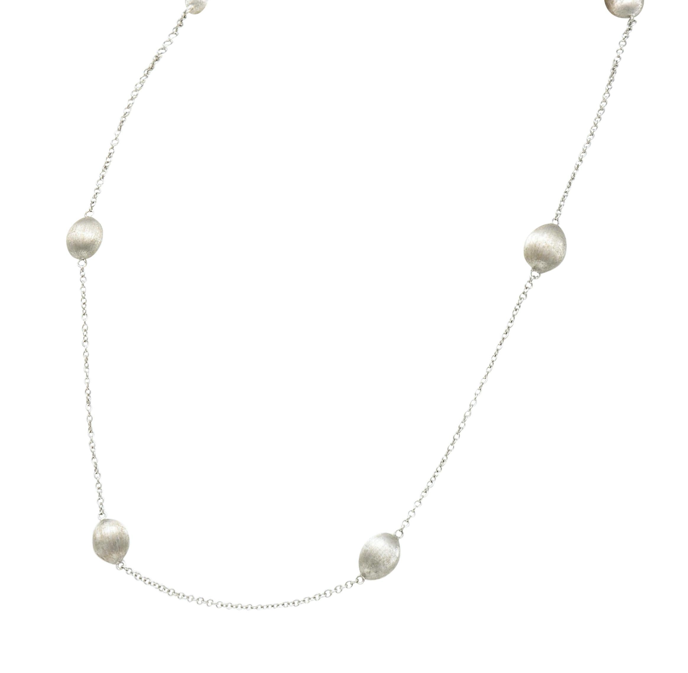 Nanis Diamond 18 Karat Weißgold Italienisch gebürstet Station Lariat Halskette (Zeitgenössisch)