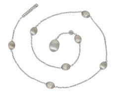 Nanis Diamond 18 Karat White Gold Italian Brushed Station Lariat Necklace