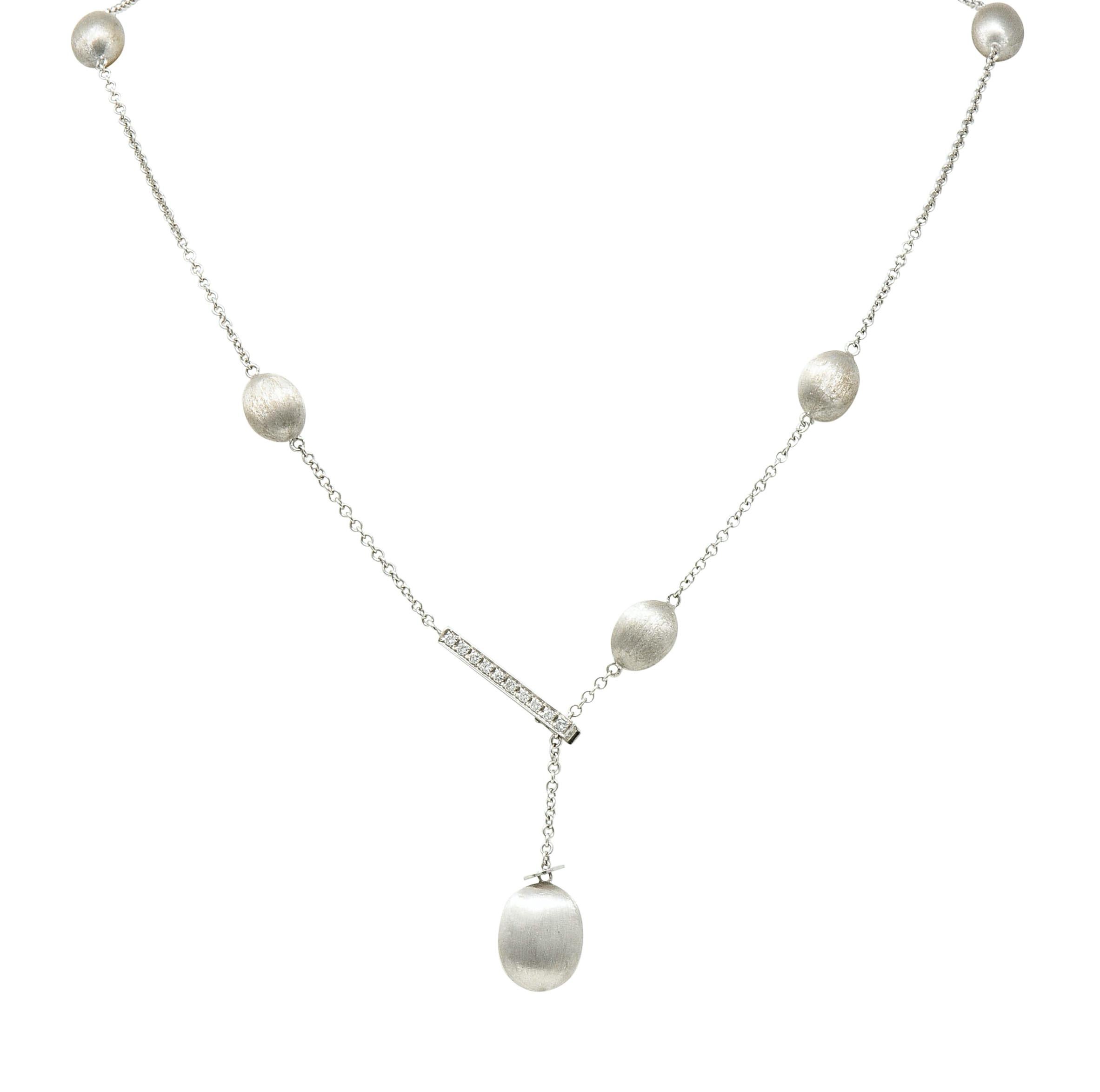 Nanis Diamond 18 Karat Weißgold Italienisch gebürstet Station Lariat Halskette 1