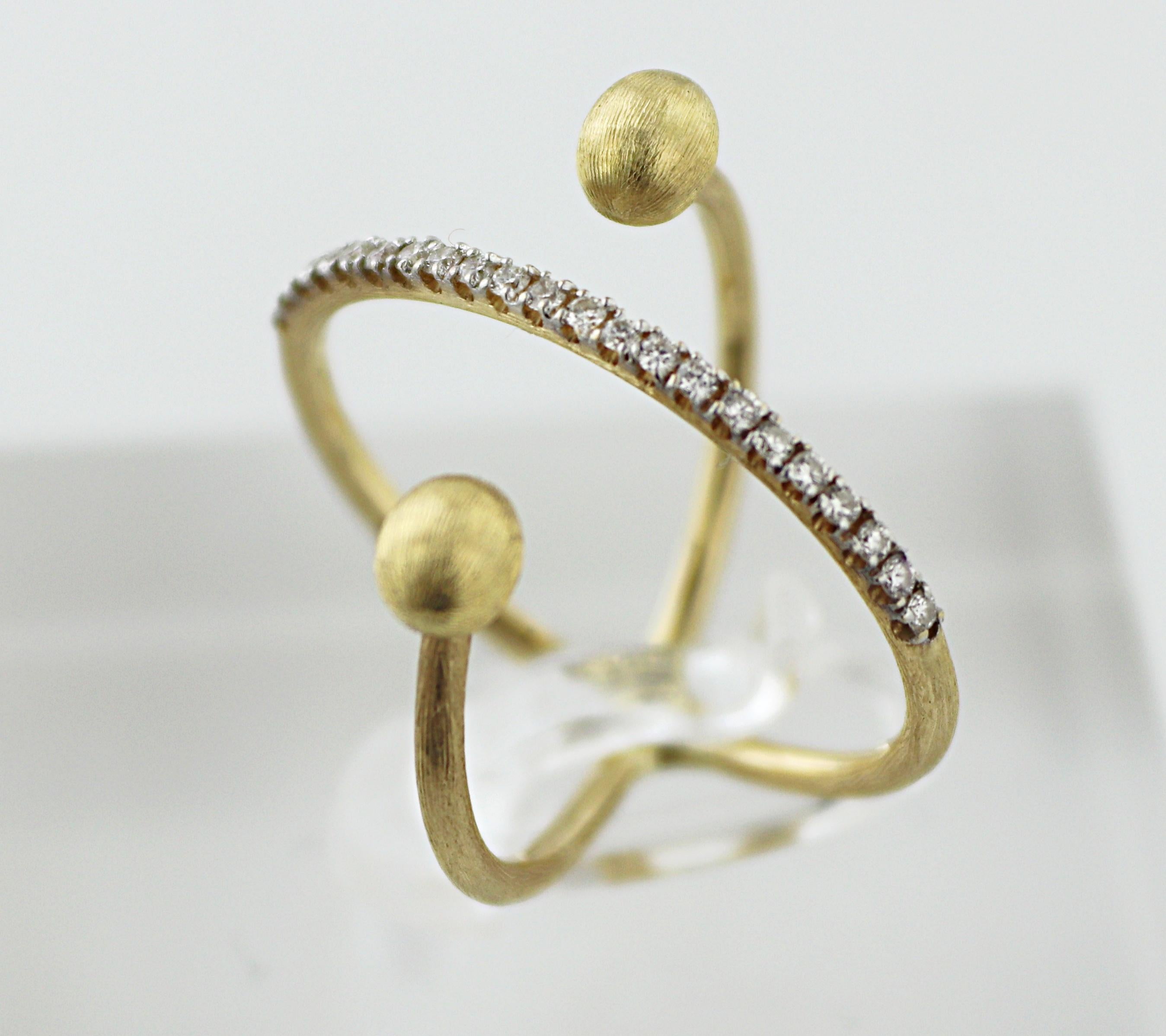 Nani's Diamant, 18K Gelbgold Elite Criss Cross Ring im Angebot 9