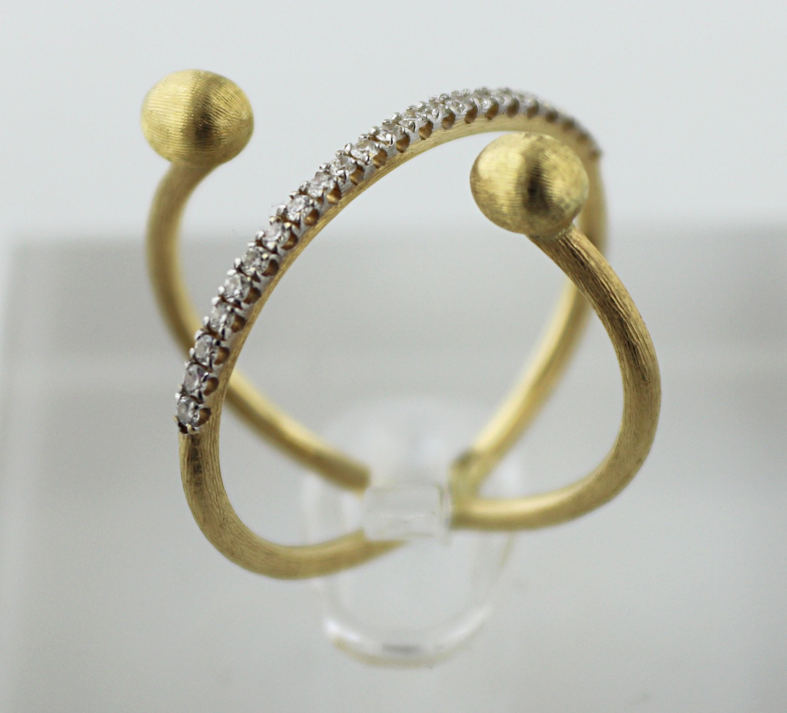 Nani's Diamant, 18K Gelbgold Elite Criss Cross Ring im Angebot 11