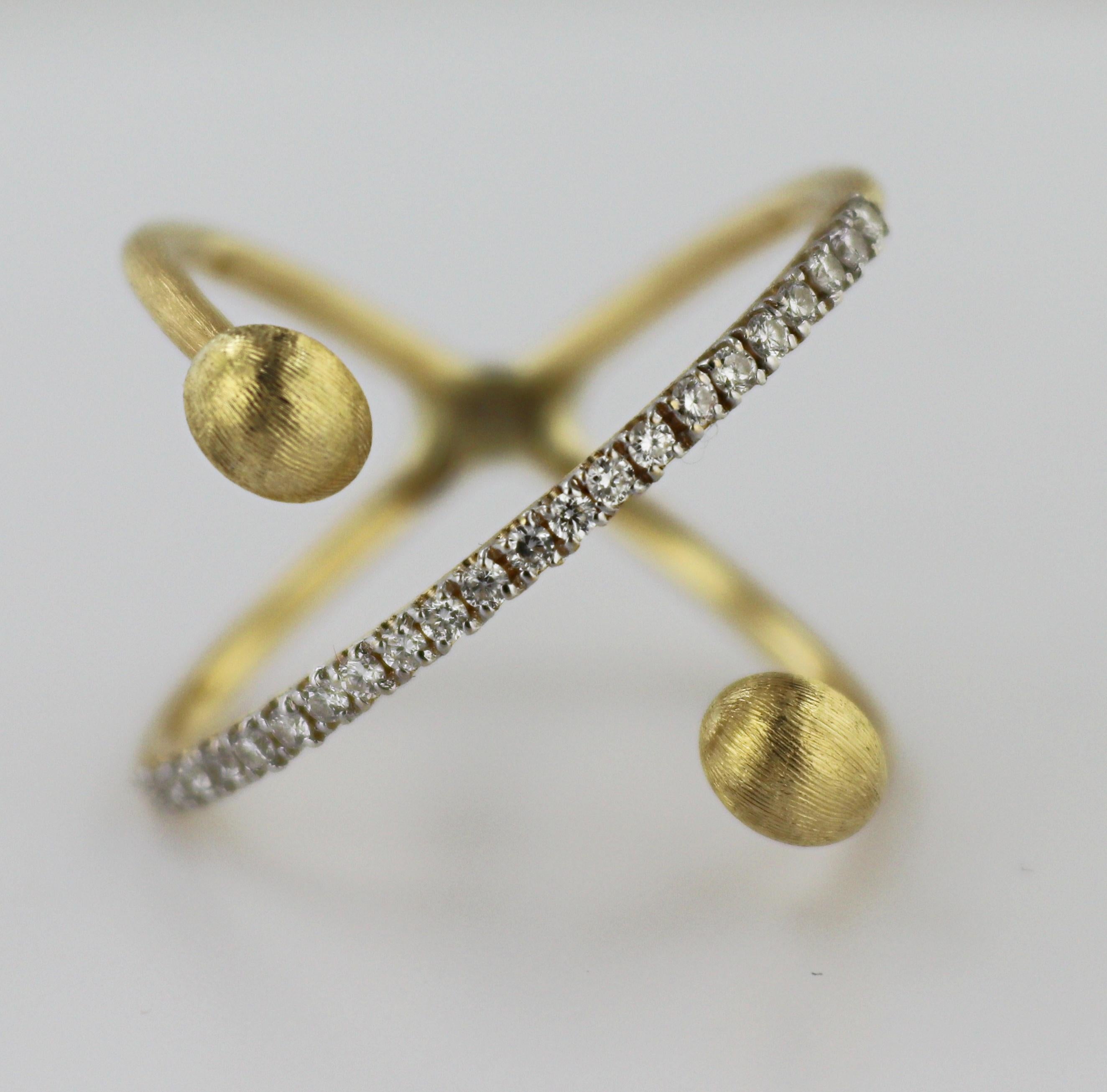 Nani's Diamant, 18K Gelbgold Elite Criss Cross Ring im Zustand „Gut“ im Angebot in Pleasant Hill, CA