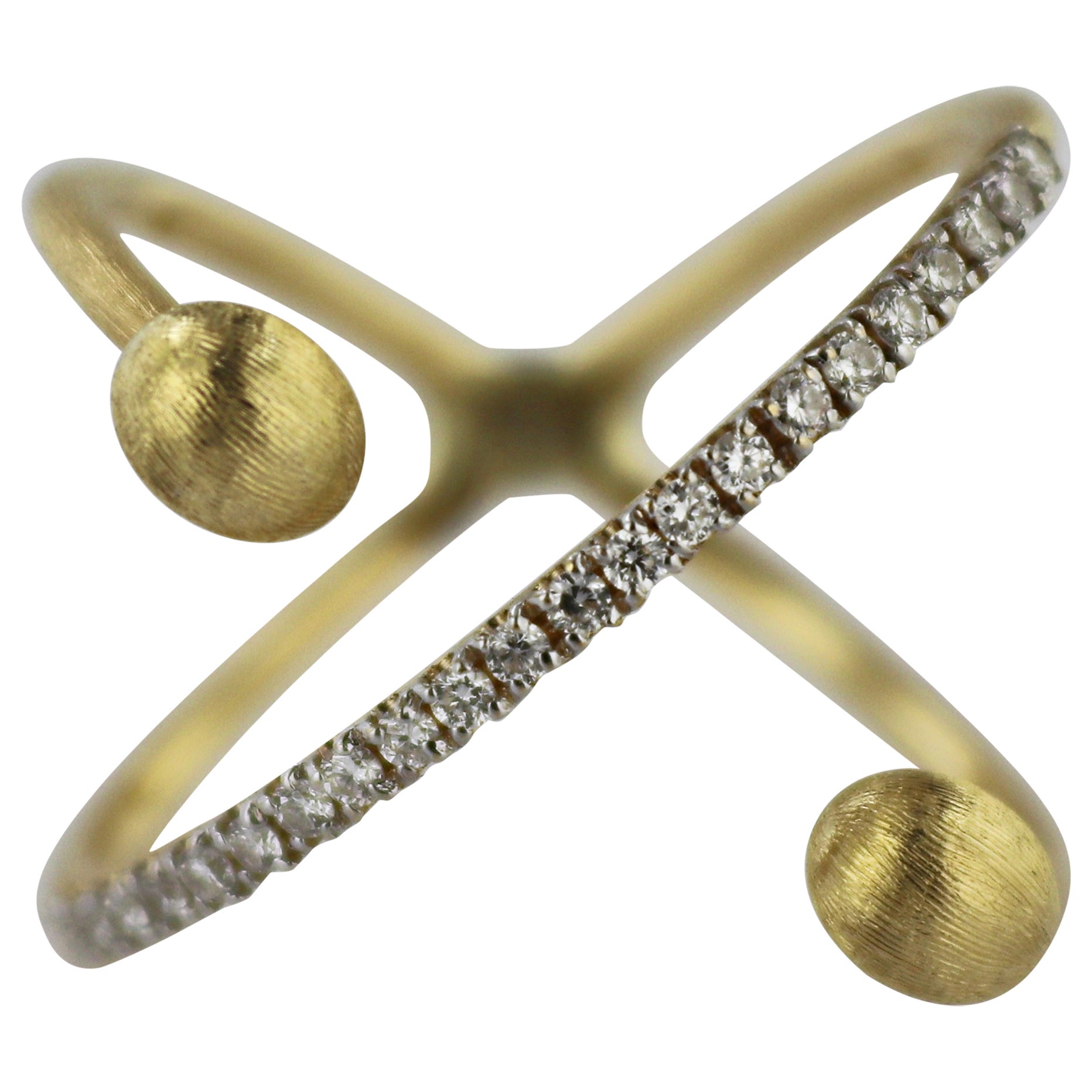 Nani's Diamant, 18K Gelbgold Elite Criss Cross Ring im Angebot