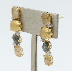 Nanis Diamond & Quartz Ipanema Earrings in 18k Yellow Gold, OS52-515
