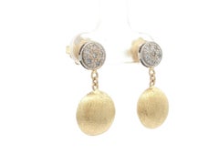 Nanis Elite Italienisch 18k massivem Gold Diamant gebürstet Finish baumeln Tropfen Ohrringe