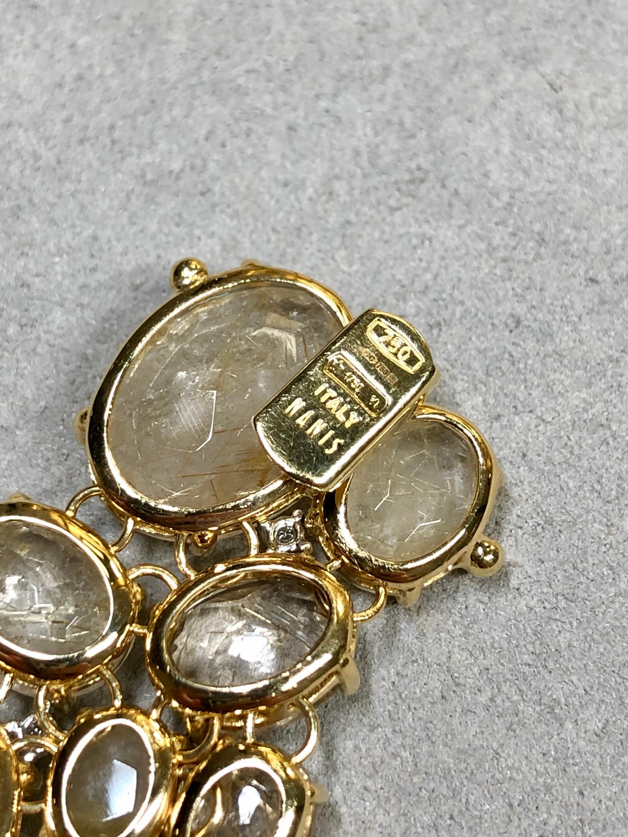 Nanis IPANEMA Bracciale italiano largo con diamanti in quarzo rutilato 18 carati da 6,50 pollici in vendita 6