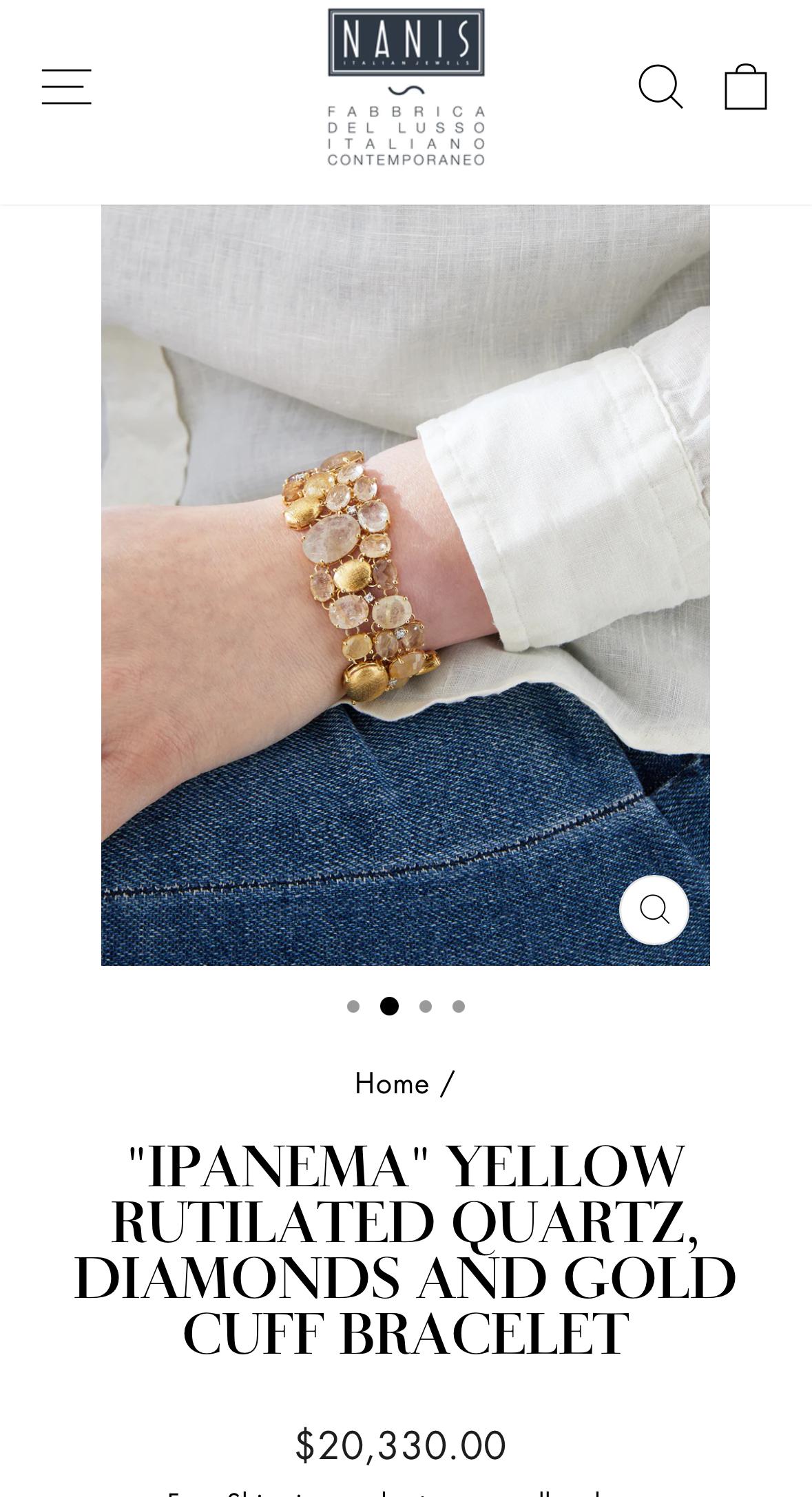 Nanis IPANEMA Bracciale italiano largo con diamanti in quarzo rutilato 18 carati da 6,50 pollici in vendita 10