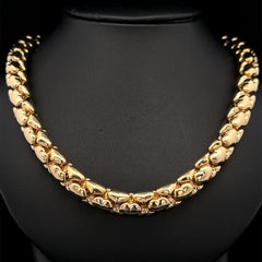 Nanis Italienische Gliederhalskette, massives 18k Gelbgold 16,5" Puffed Heart Tube Gliederhalskette