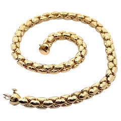 Nanis Italian Solid 18k Yellow Gold 16.5" Puffed Heart Tube Link Necklace