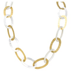 Nanis Mother-of-Pearl 18 Karat Hammered Gold Oversized Linkage Necklace
