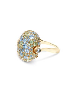 Nanis Reverse double-face ring with blue diamonds and topaz