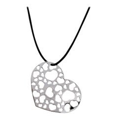 Nanis White Gold and Diamond Heart-Shaped Pendant Necklace