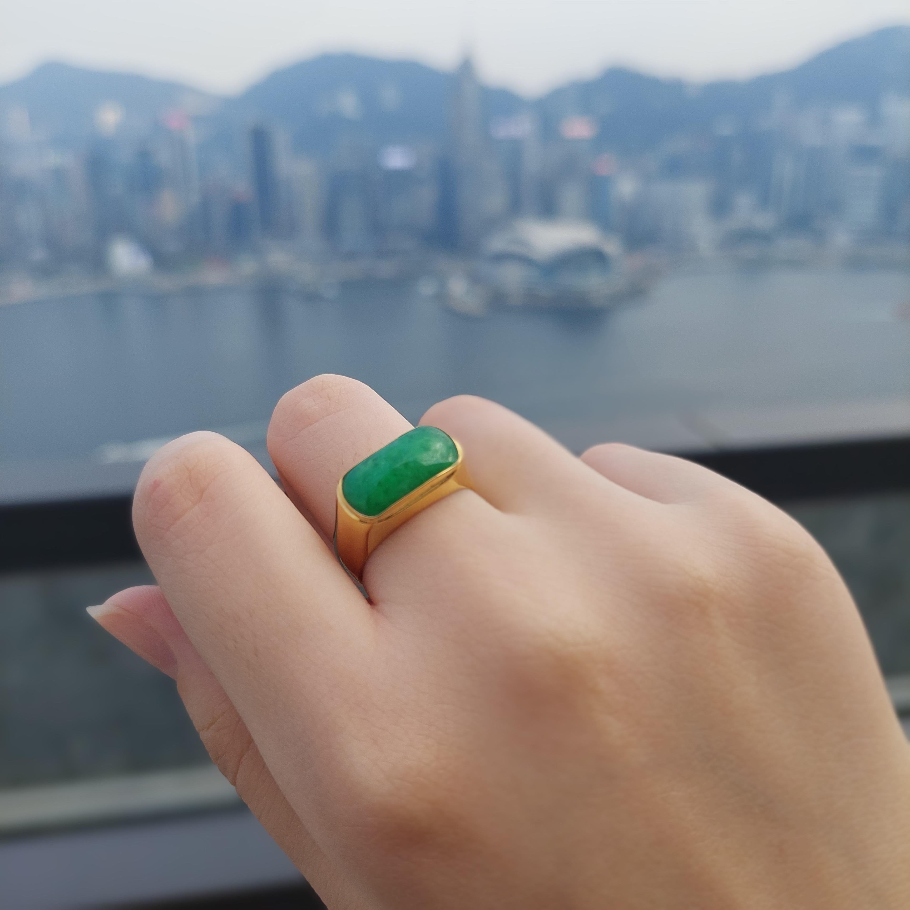 Nanjing Royal Jade Ring with 14K White or Yellow Gold- Cocktail Ring For Sale 8