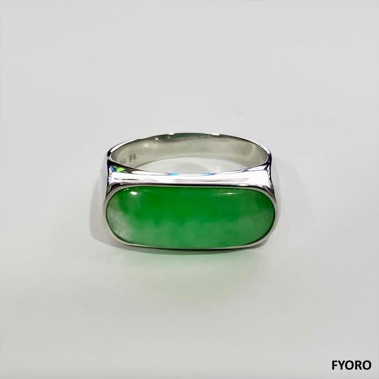 Nanjing Royal Jade Ring with 14K White or Yellow Gold- Cocktail Ring For Sale 10
