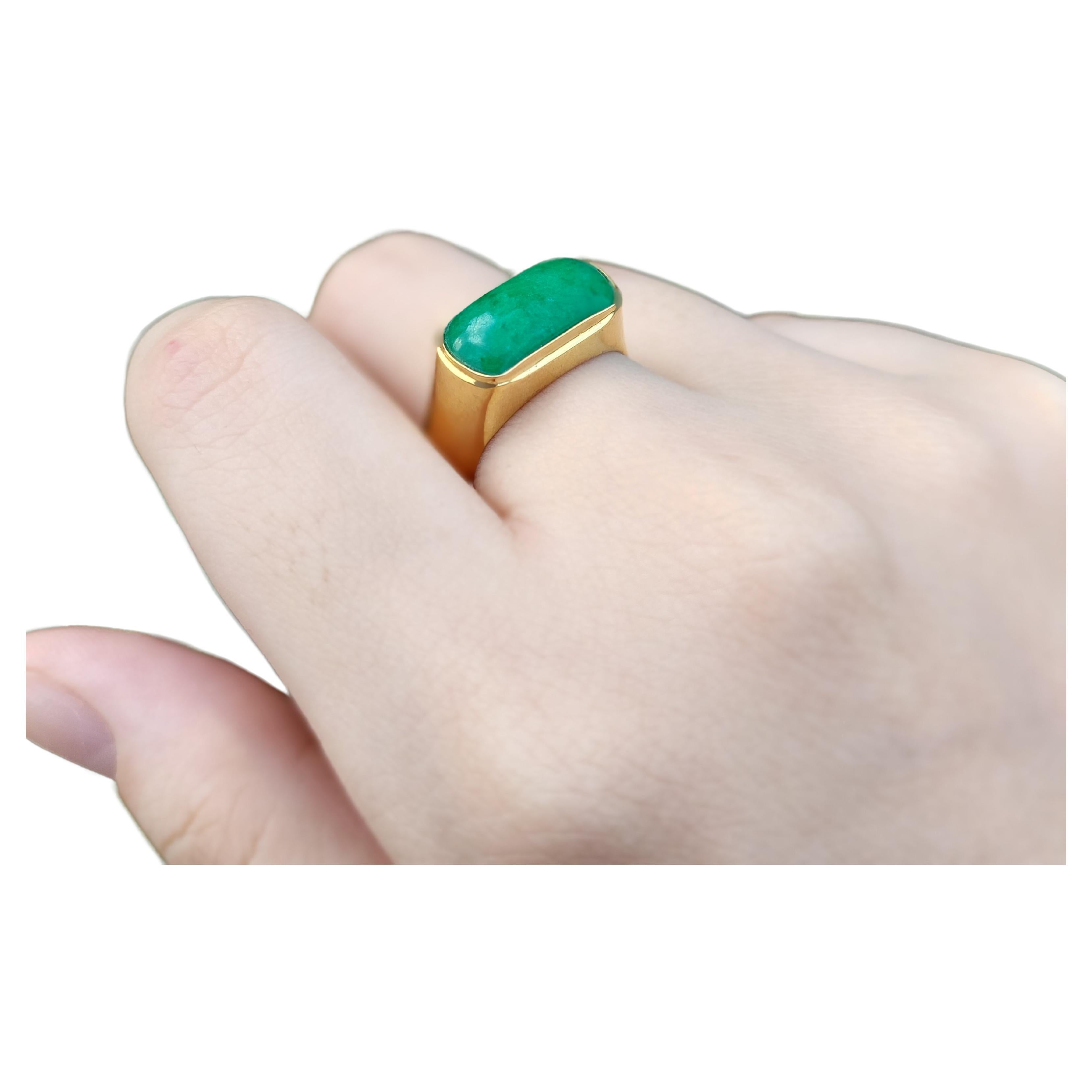 Nanjing Royal Jade Ring with 14K White or Yellow Gold- Cocktail Ring For Sale