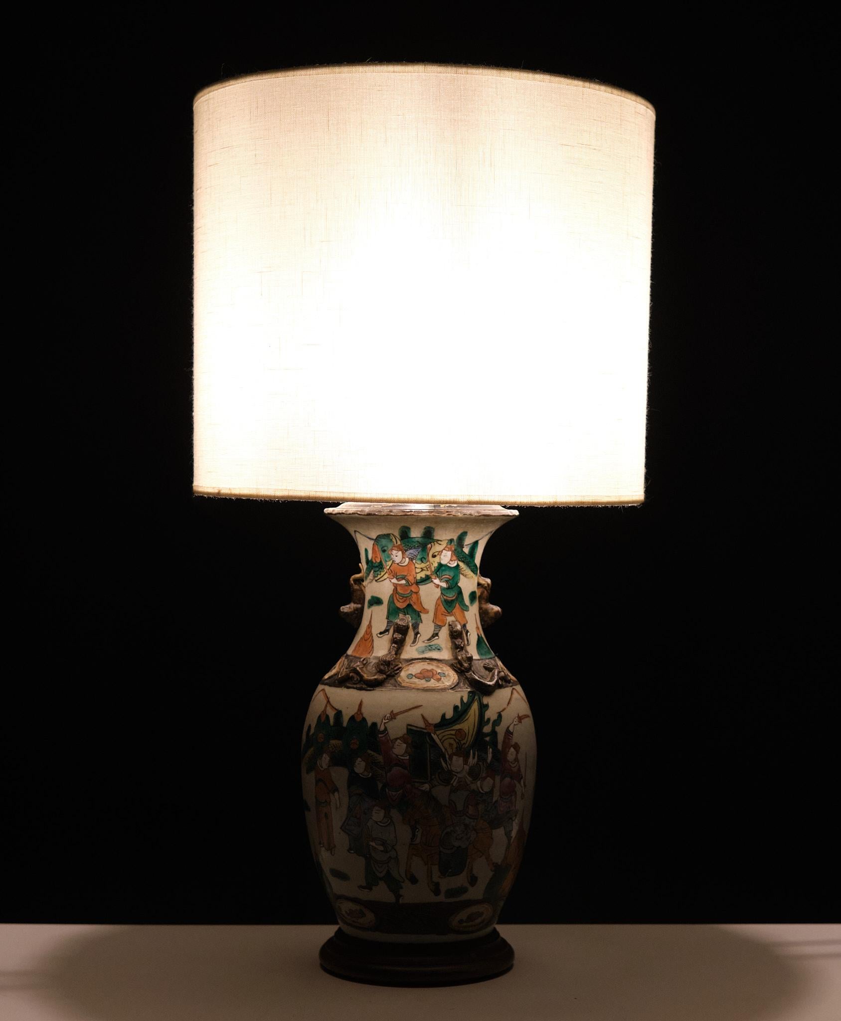Late 19th Century Nanking Earth-ware  table lamp  1890s China  For Sale