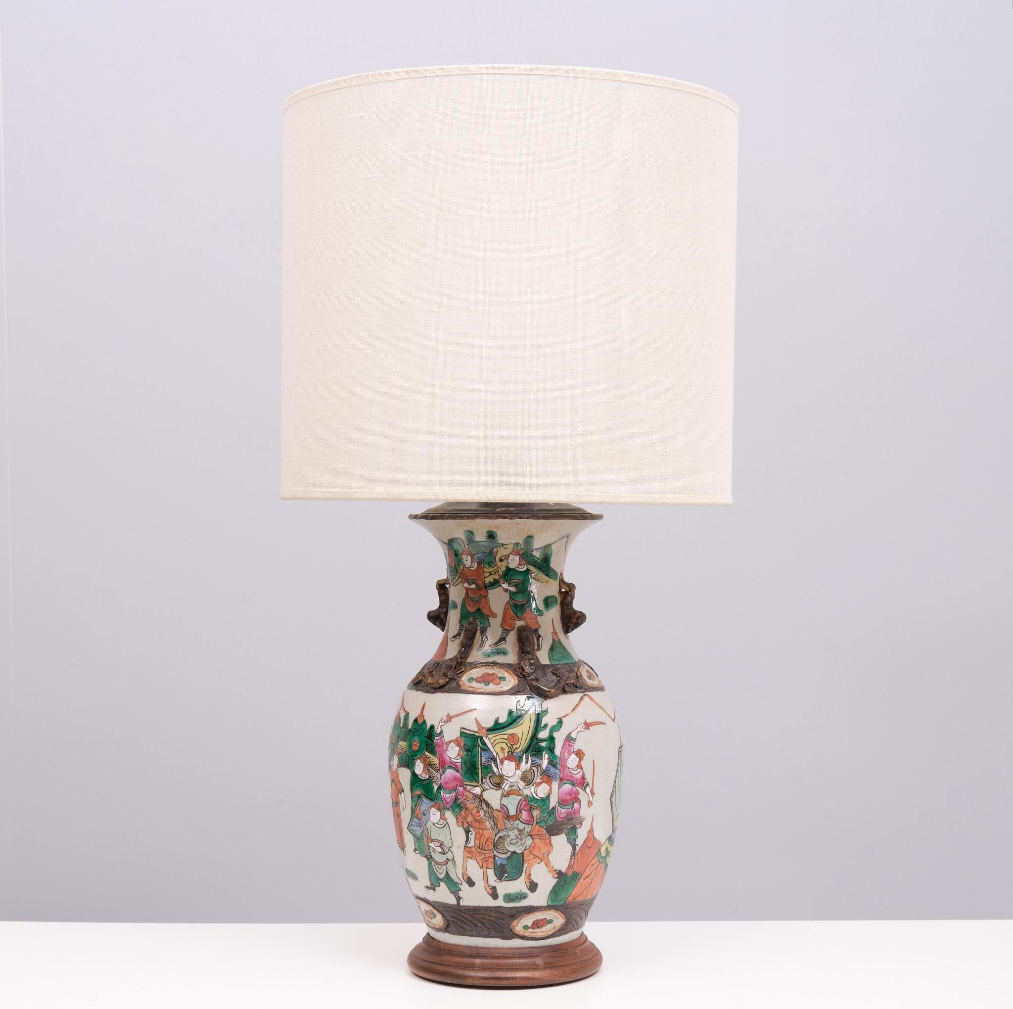 Earthenware Nanking Earth-ware  table lamp  1890s China  For Sale