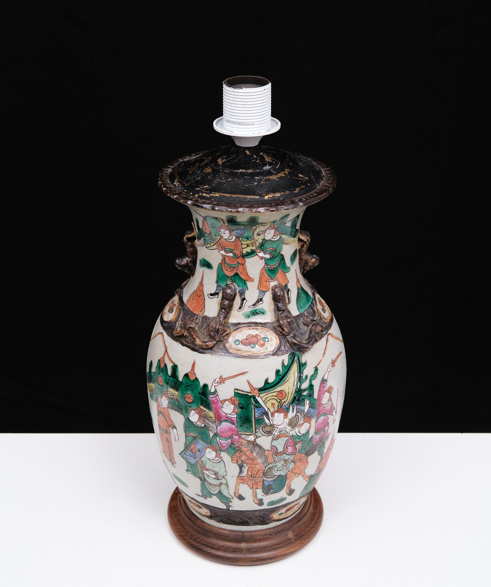 Nanking Earth-ware  table lamp  1890s China  For Sale 2