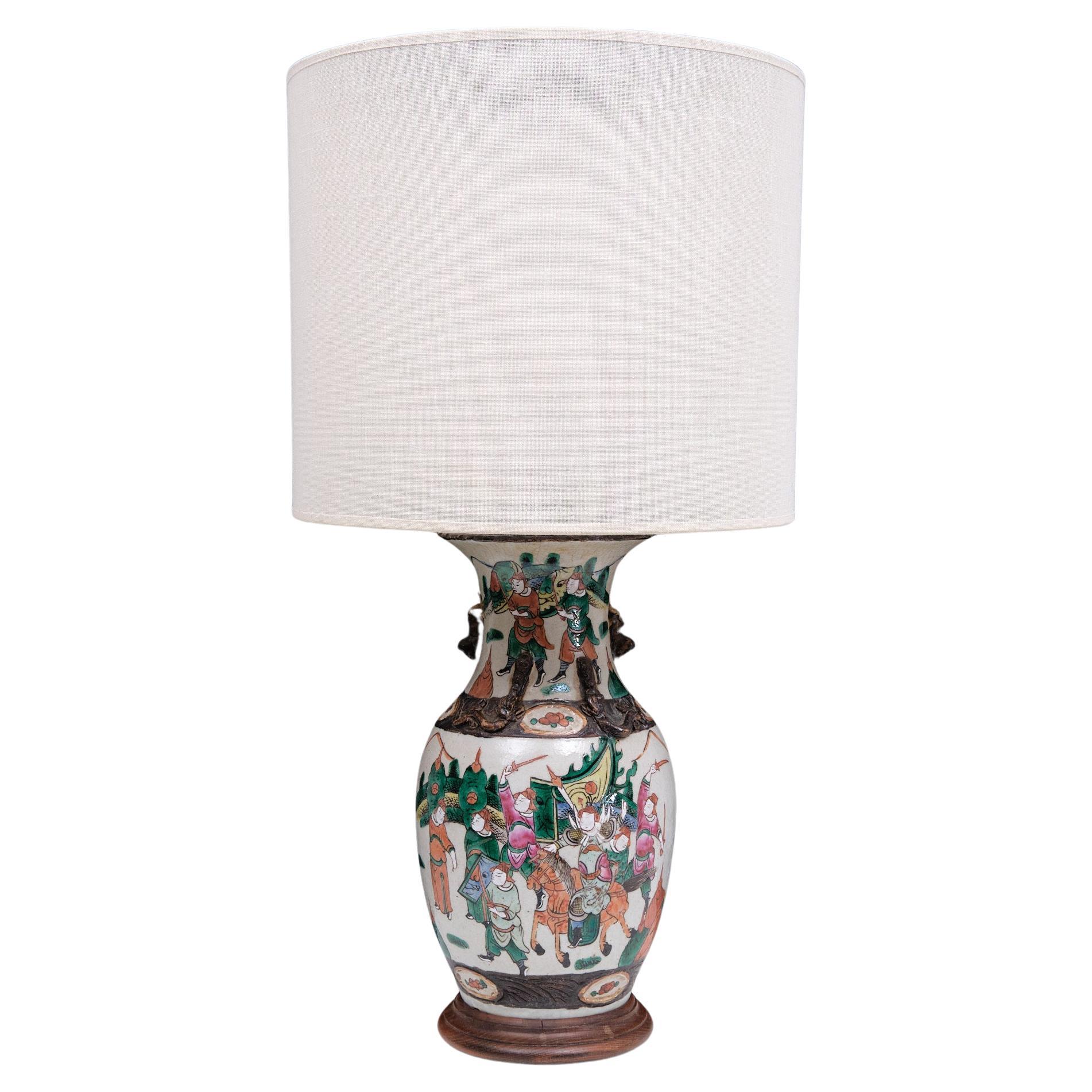 Nanking Earth-ware  table lamp  1890s China  For Sale