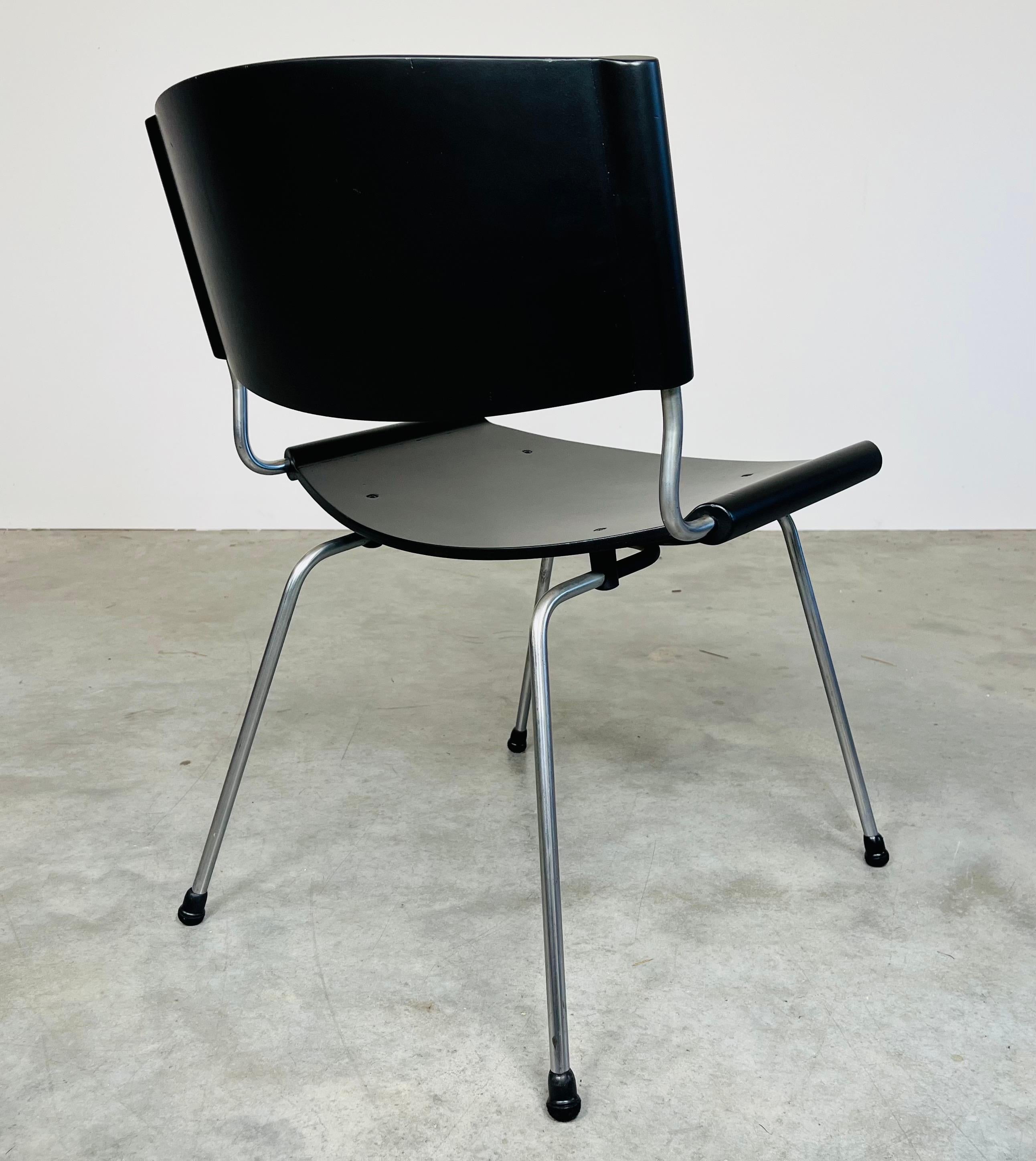 Stainless Steel Nanna And Jorgen Ditzel Black Lacquered  ‘Badminton’ Chair For Sale