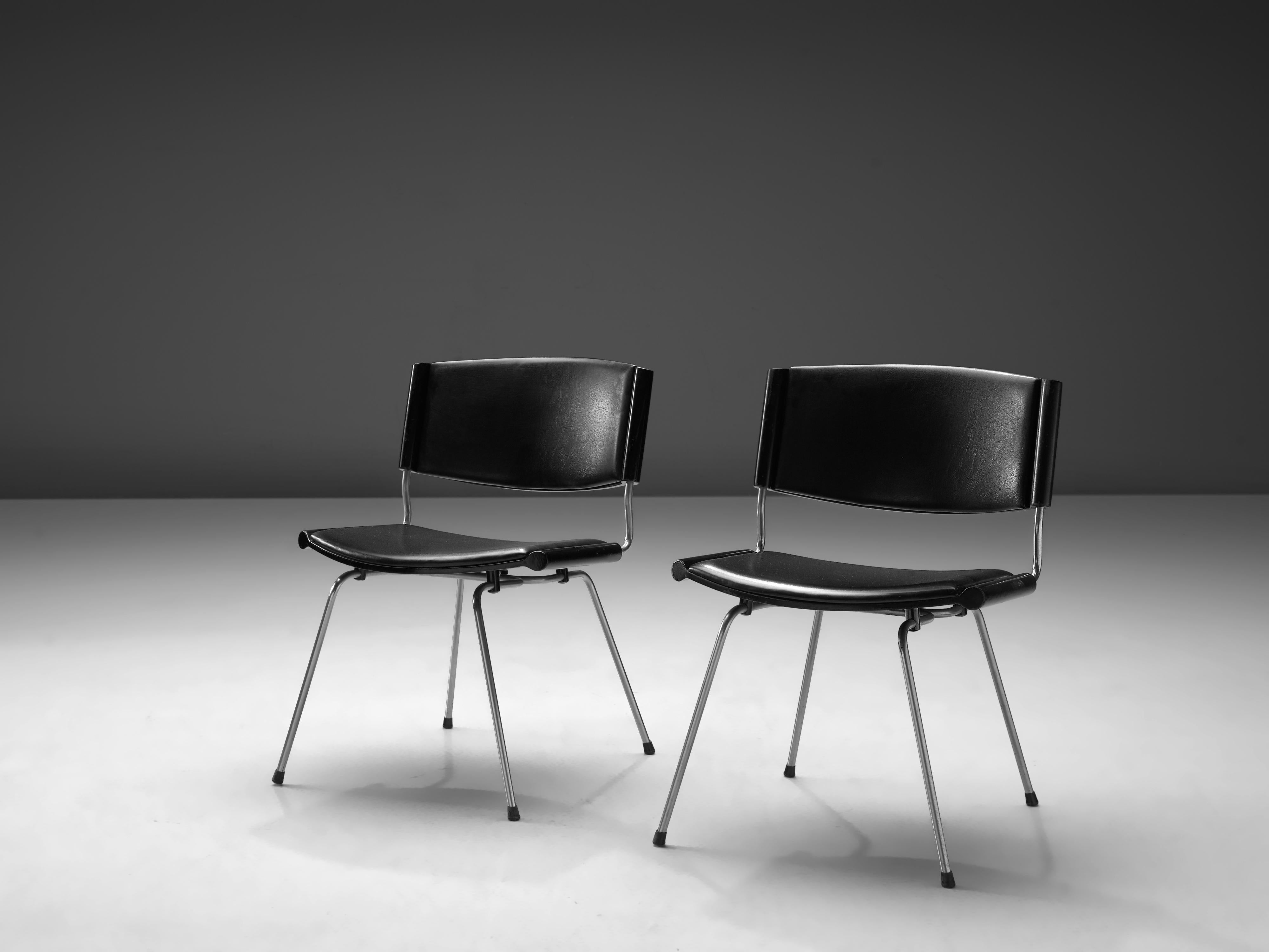 Mid-Century Modern Nanna and Jørgen Ditzel Set de quatre chaises 'Badminton' en cuir noir  en vente
