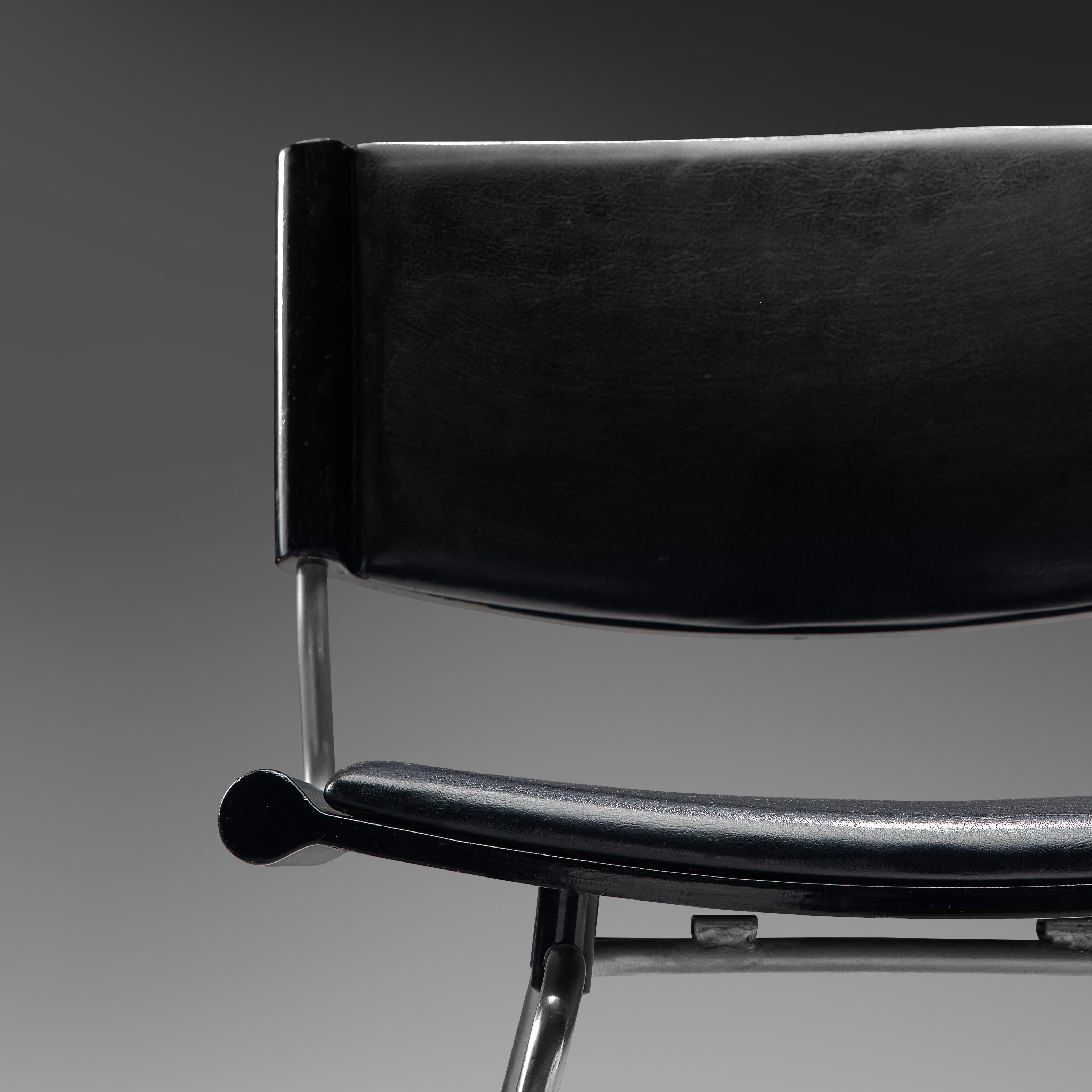 Danish Nanna and Jørgen Ditzel Set of Four 'Badminton' Chair in Black Leather  For Sale