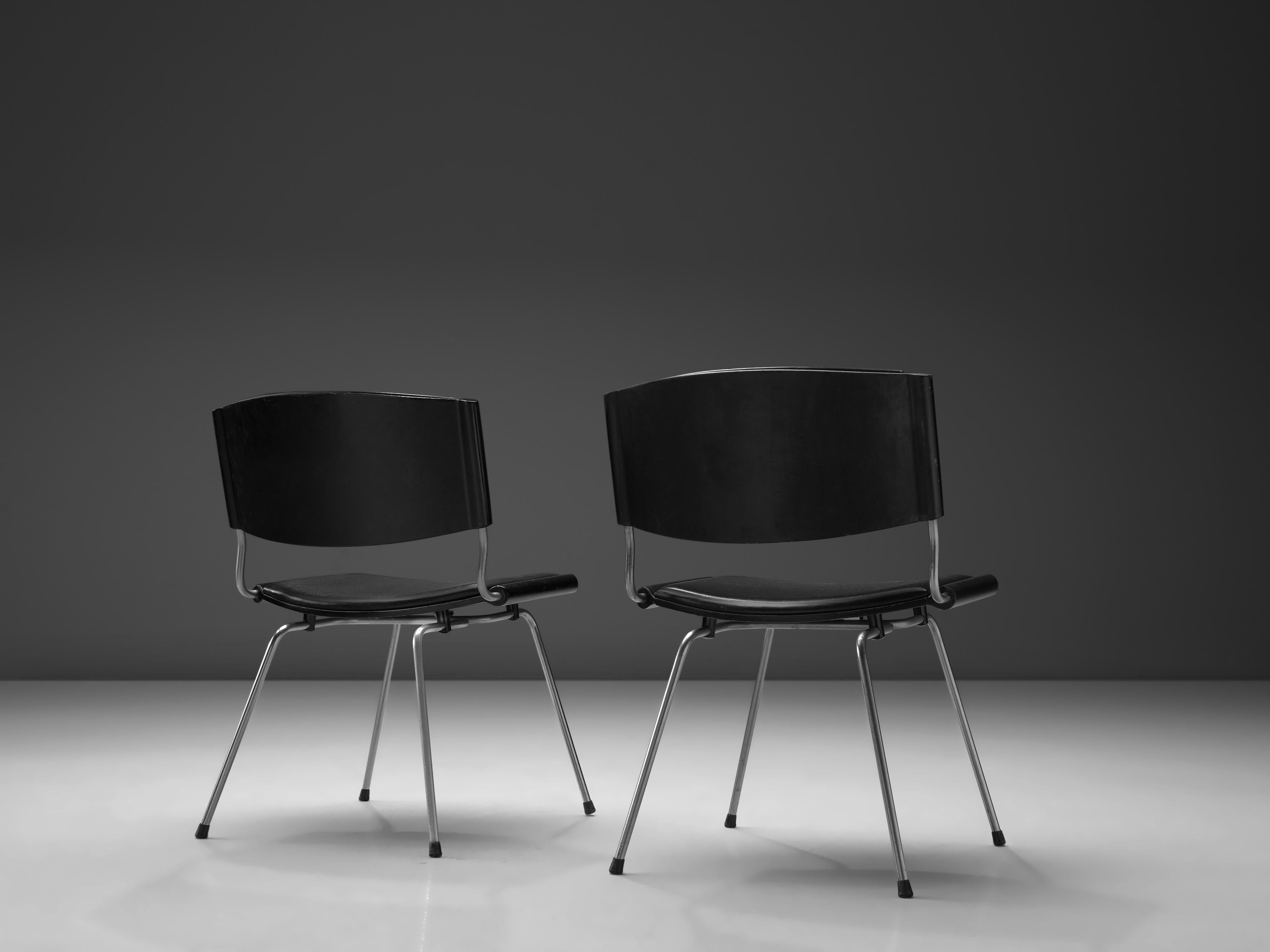 Cuir Nanna and Jørgen Ditzel Set de quatre chaises 'Badminton' en cuir noir  en vente