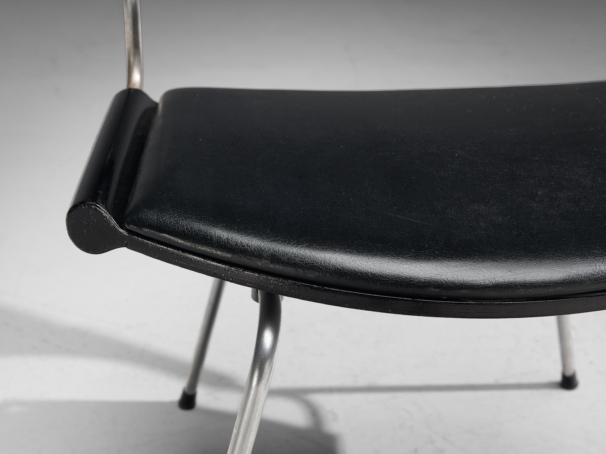 Nanna and Jørgen Ditzel Set of Six 'Badminton' Chair in Black Leather 3