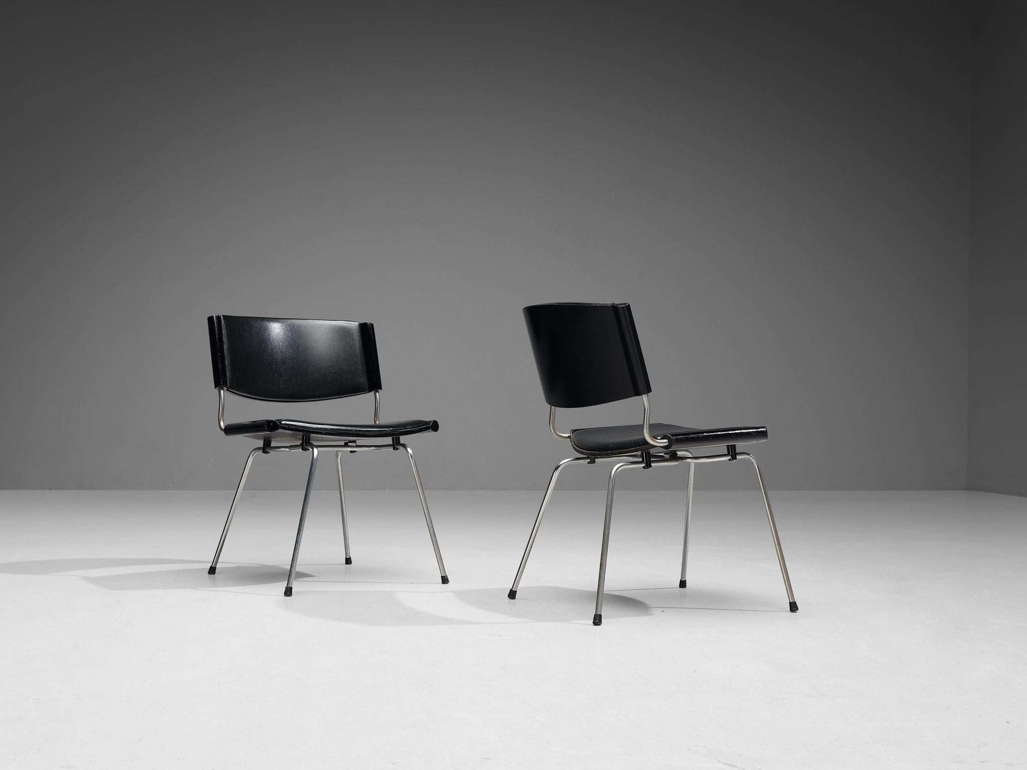 Mid-20th Century Nanna and Jørgen Ditzel Set of Six 'Badminton' Chair in Black Leather