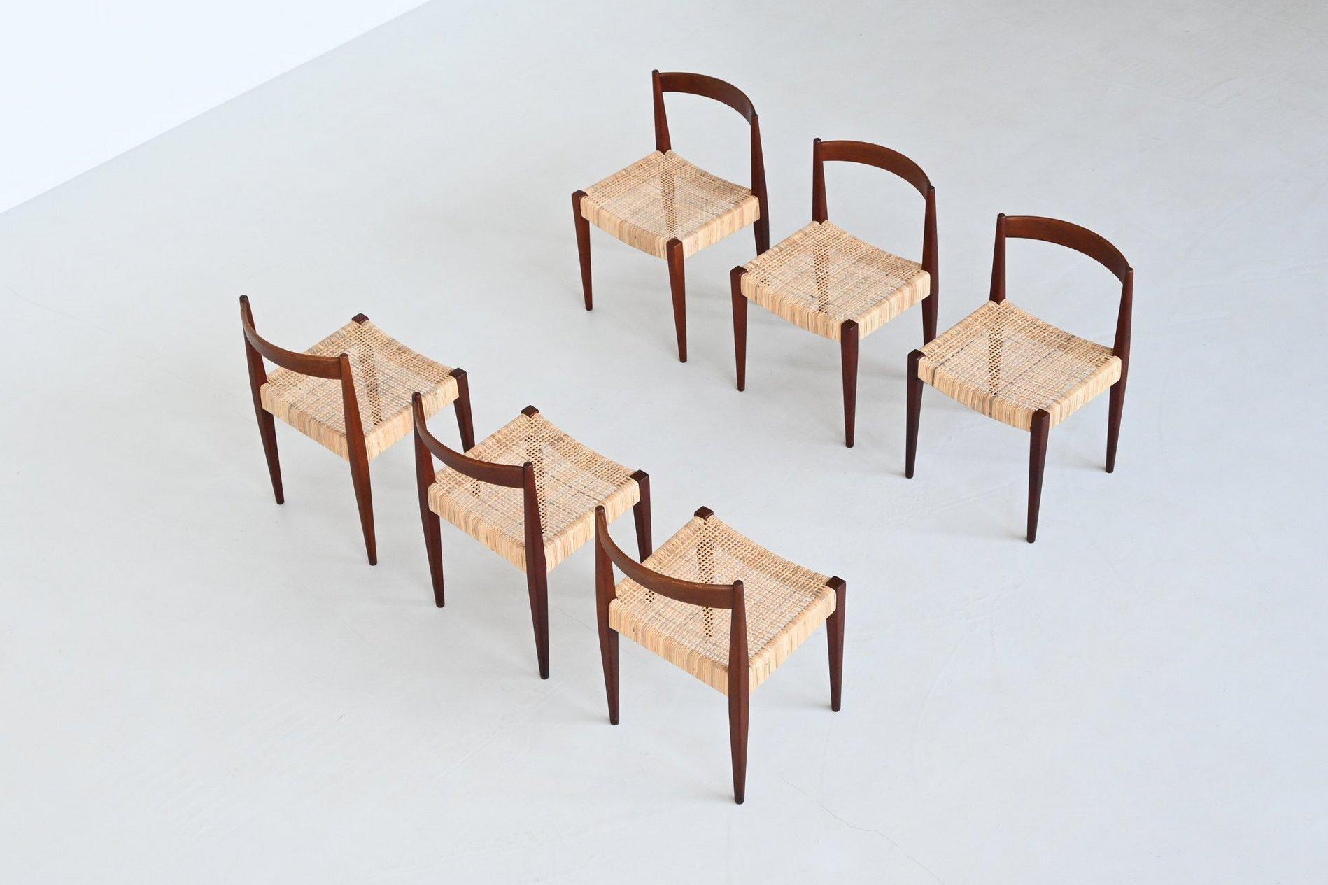 Nanna Ditzel # 110 dining chairs in teak and cane Kolds Savvaerk Denmark 1955 5