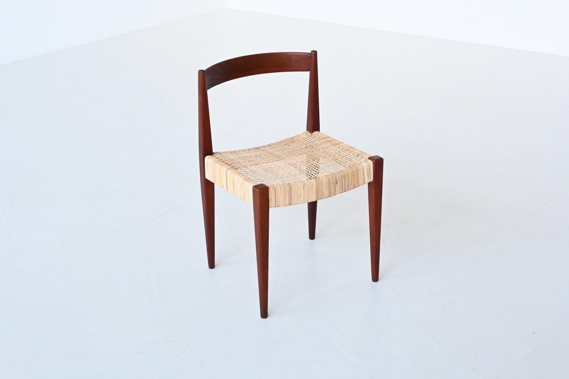 Nanna Ditzel # 110 dining chairs in teak and cane Kolds Savvaerk Denmark 1955 6