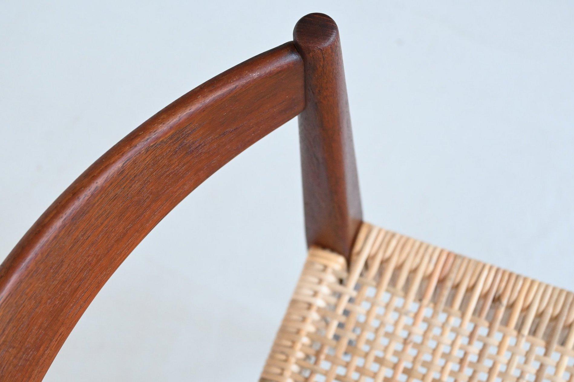 Nanna Ditzel # 110 dining chairs in teak and cane Kolds Savvaerk Denmark 1955 9