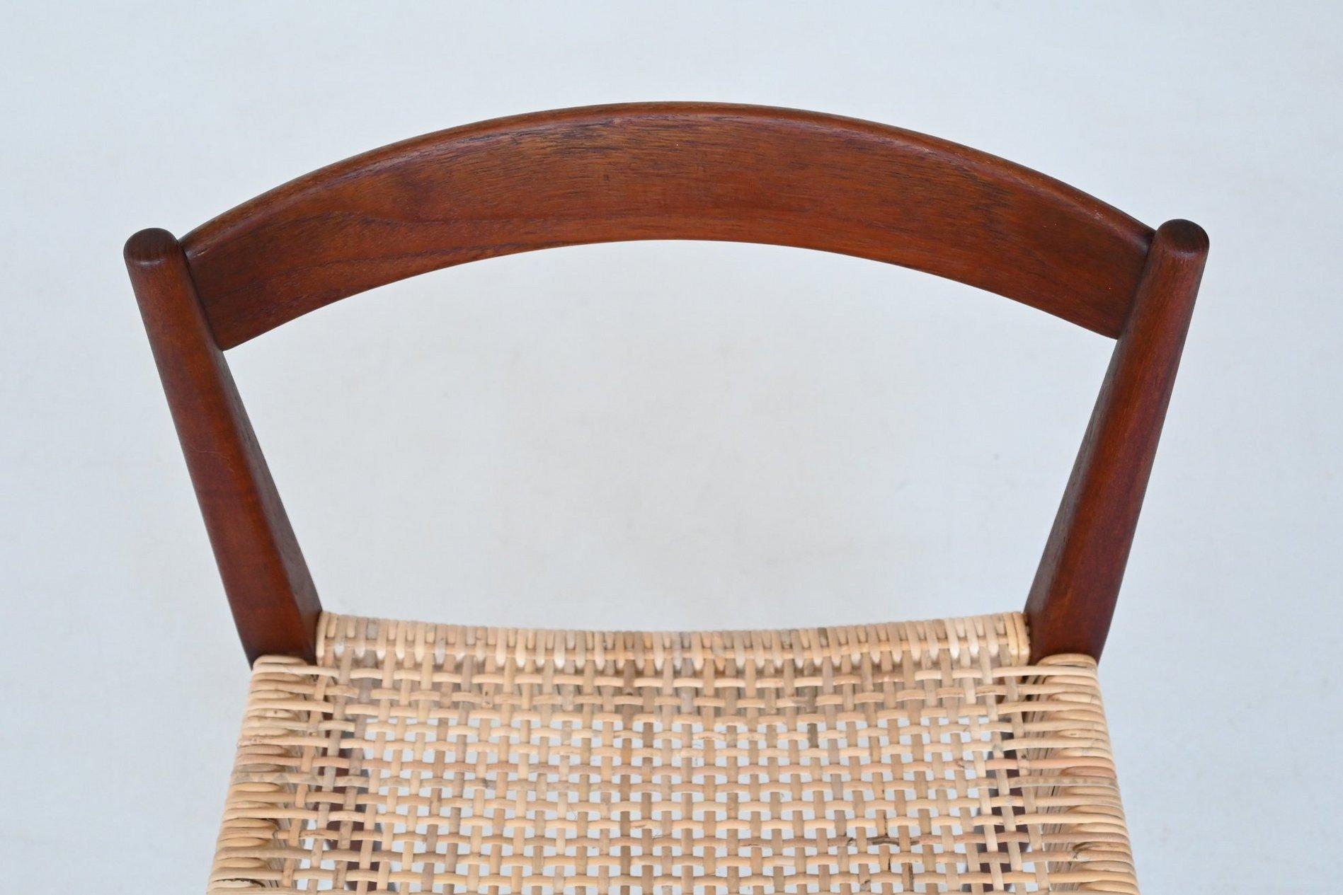 Nanna Ditzel # 110 dining chairs in teak and cane Kolds Savvaerk Denmark 1955 11
