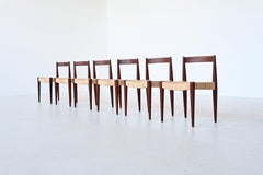Nanna Ditzel # 110 dining chairs in teak and cane Kolds Savvaerk Denmark 1955
