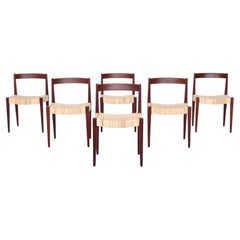 Nanna Ditzel # 110 dining chairs in teak and cane Kolds Savvaerk Denmark 1955