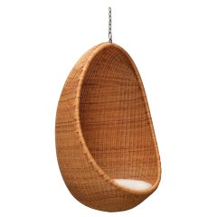 Used Nanna Ditzel, 1950s Egg-Shaped Hanging Cane Chair by Bonacina Pierantonio, 1959