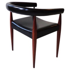 Nanna Ditzel Armchair or Desk Chair in Teak and Black Leatherette Denmark