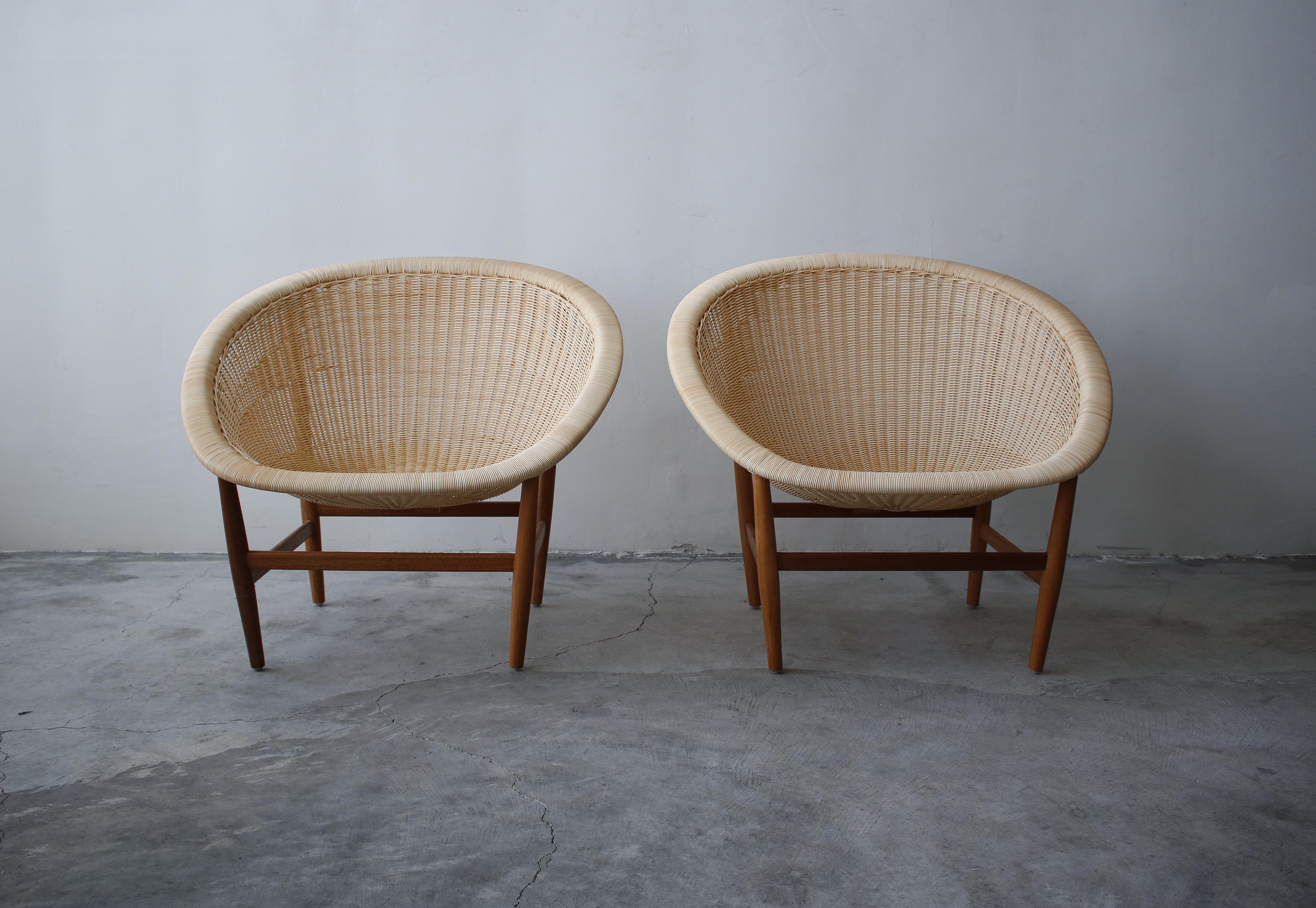 Minimalist Nanna Ditzel Basket Indoor Outdoor Lounge Chairs