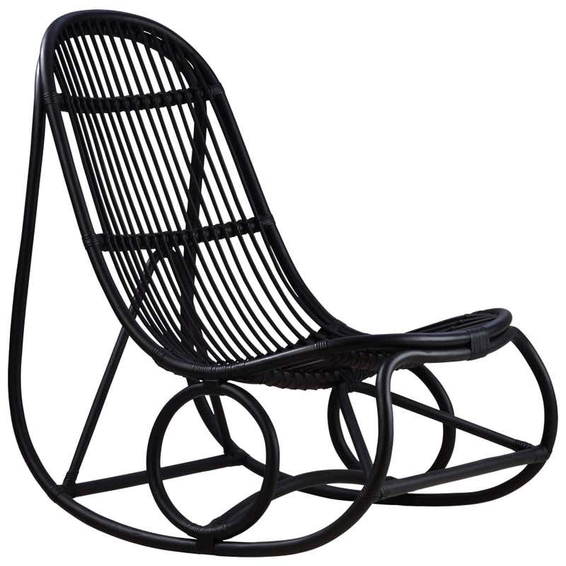 Restored Oversized Stick Rattan Rocking Chair in the Style of Franco ...