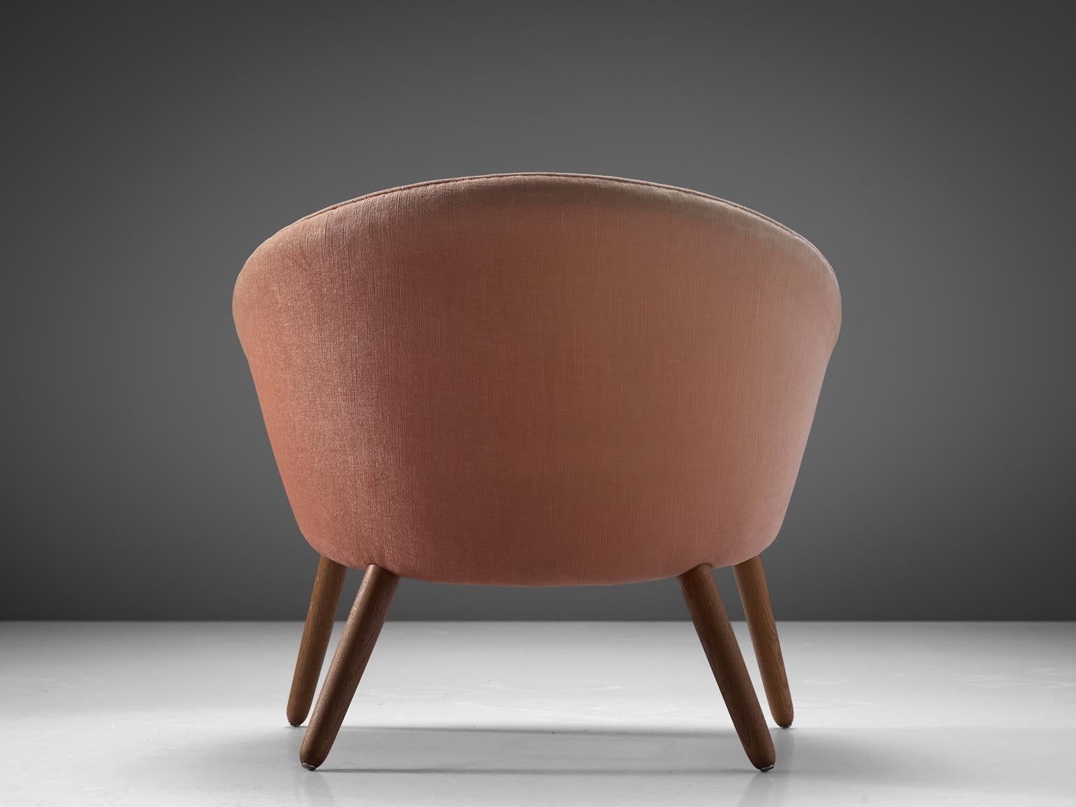 Scandinavian Modern Nanna Ditzel Charming Shell Chair in Pink Upholstery