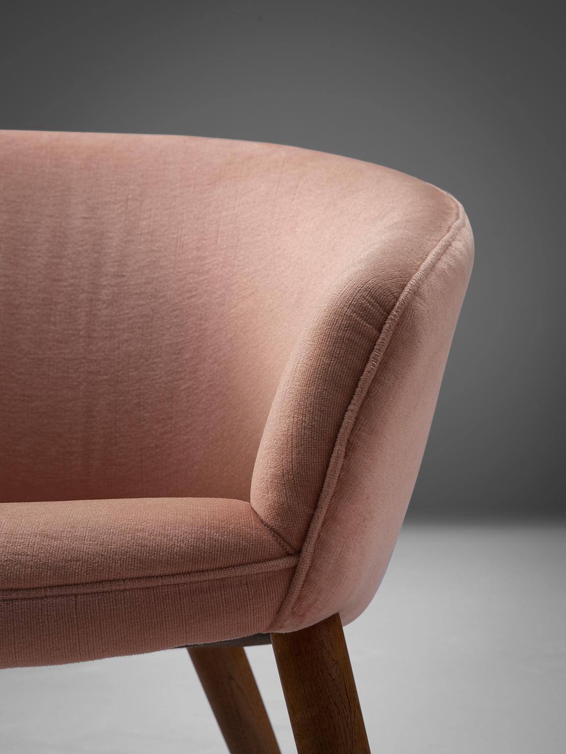 Mid-20th Century Nanna Ditzel Charming Shell Chair in Pink Upholstery
