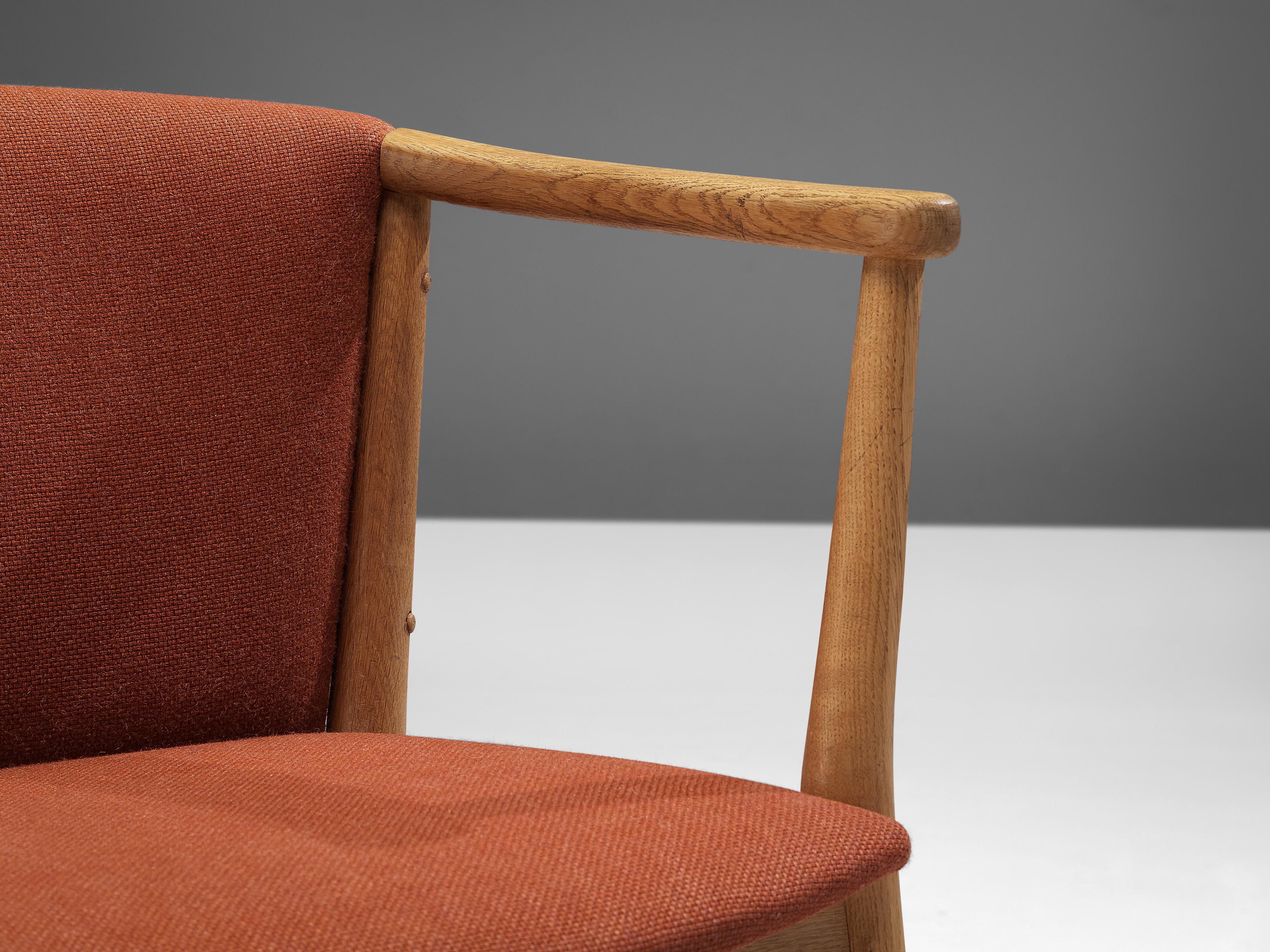 Nanna Ditzel Dining Chairs in Oak and Red Fabric 4