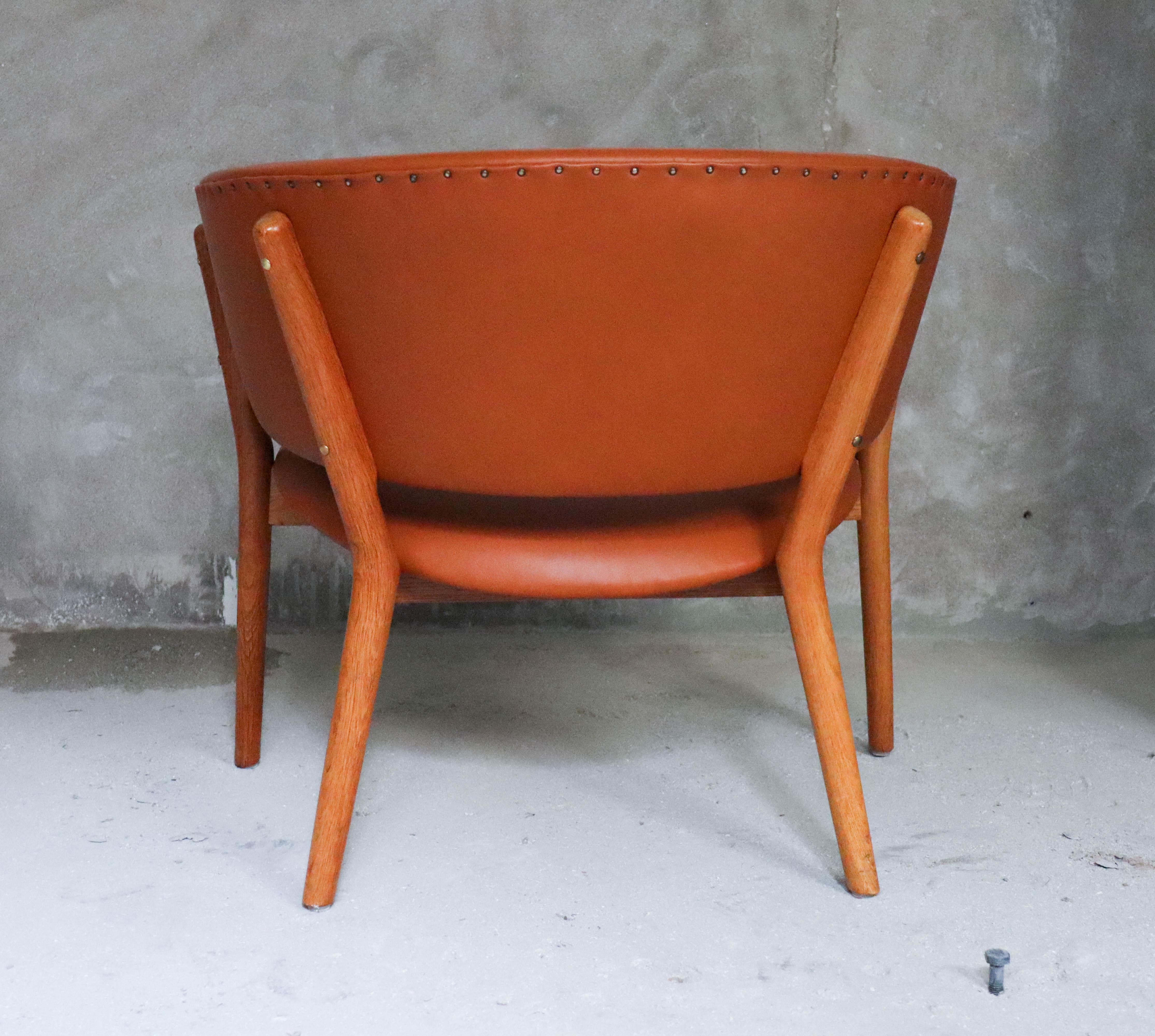 Nanna Ditzel, Lounge Chair Brown Cognac Leather - Midcentury Scandinavian  2
