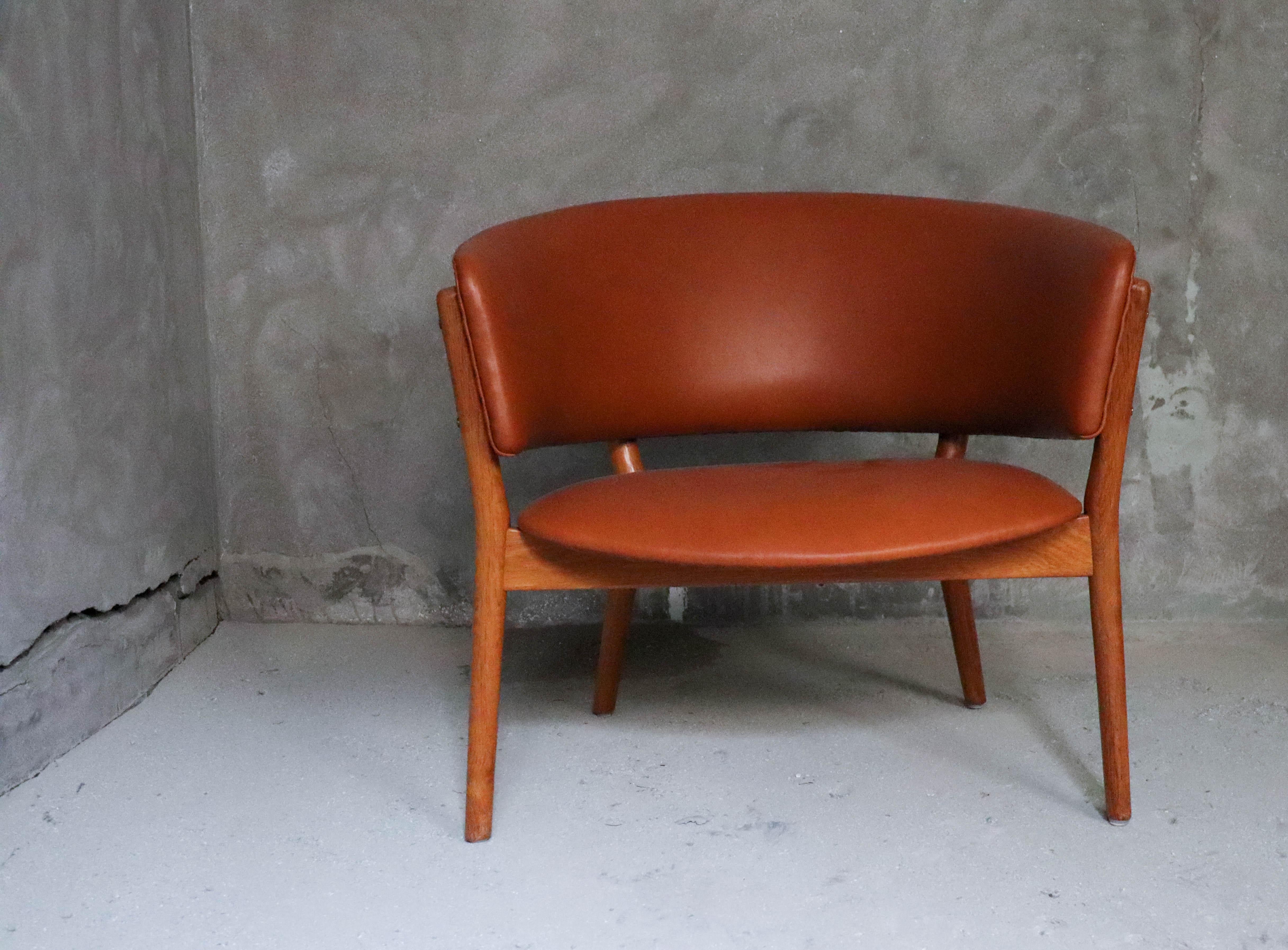 Nanna Ditzel, Lounge Chair Brown Cognac Leather - Midcentury Scandinavian  3