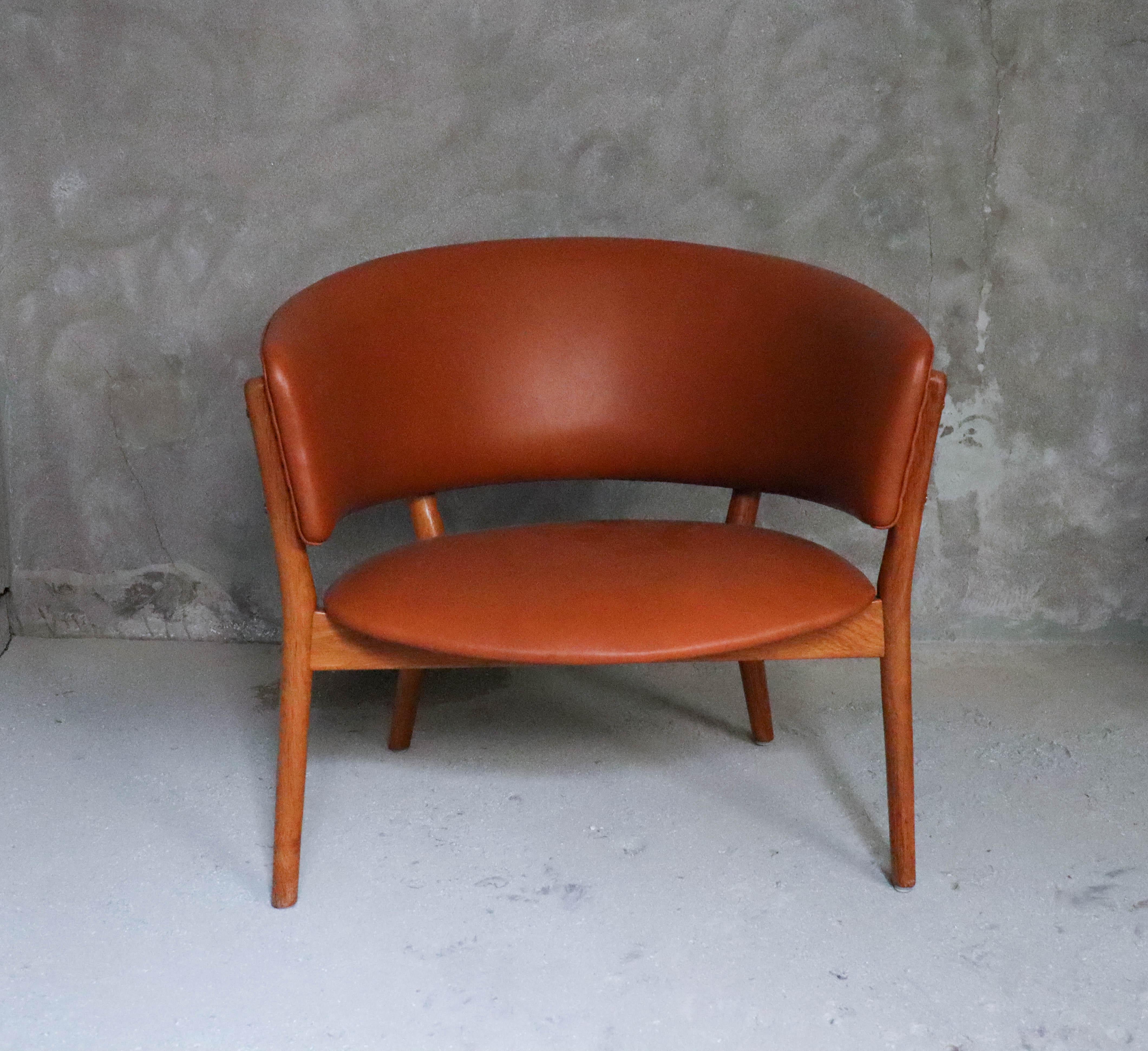 Nanna Ditzel, Lounge Chair Brown Cognac Leather - Midcentury Scandinavian  4