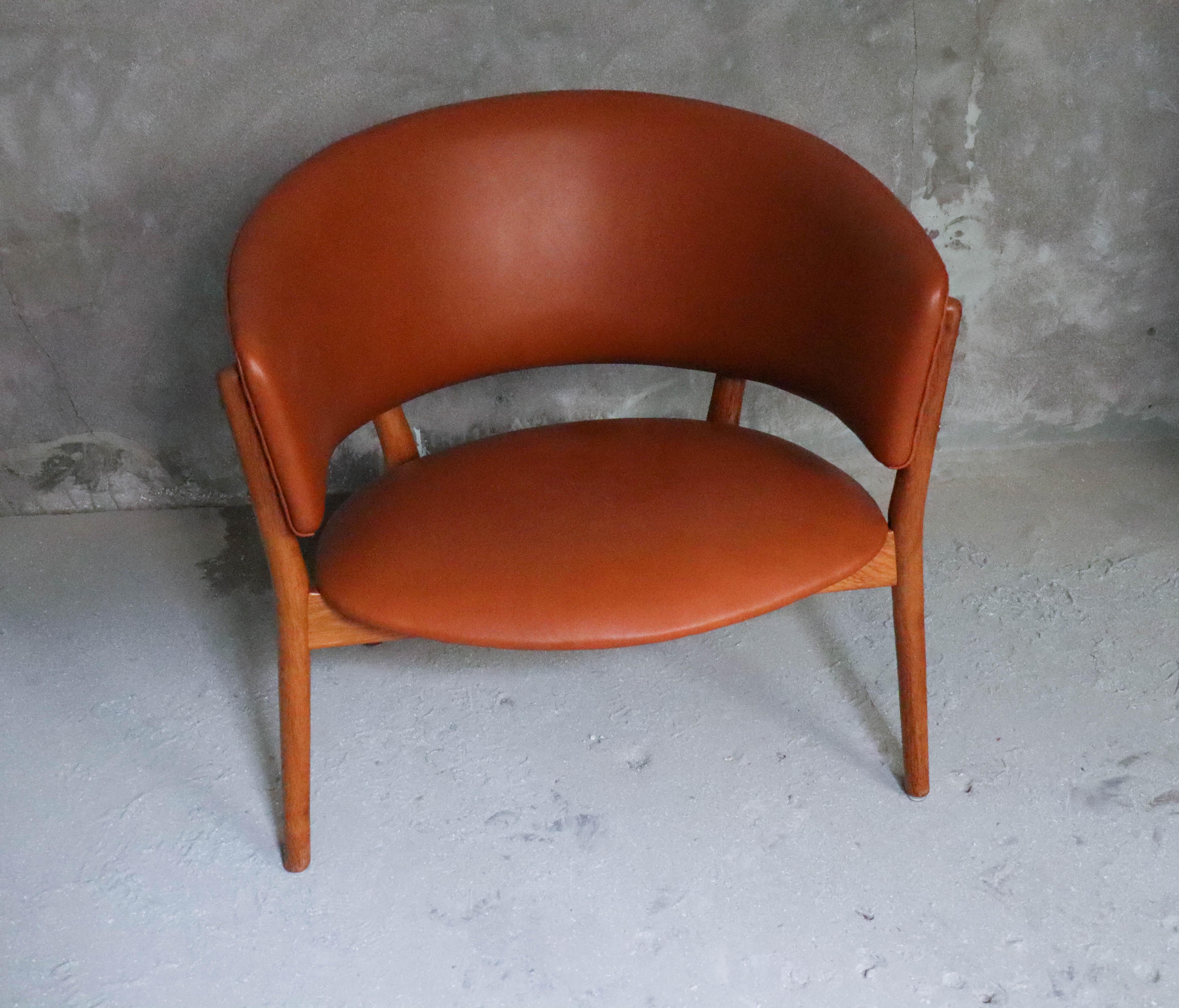 Nanna Ditzel, Lounge Chair Brown Cognac Leather - Midcentury Scandinavian  5