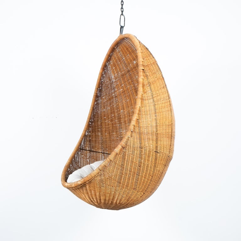 Nanna Ditzel Egg-Shaped Hanging Cane Chair, Italy 1959 For Sale 7