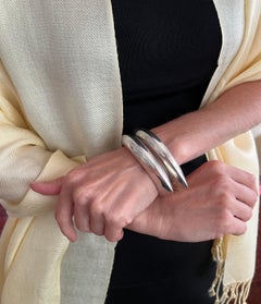 Nanna Ditzel for Georg Jensen Set of Two Silver "Eye" Bangles Circa 1960